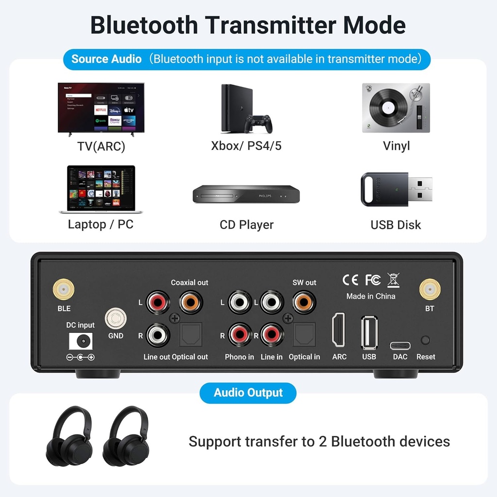 Arylic BP50 Bluetooth Preamplifier With ESS ES9023P DAC