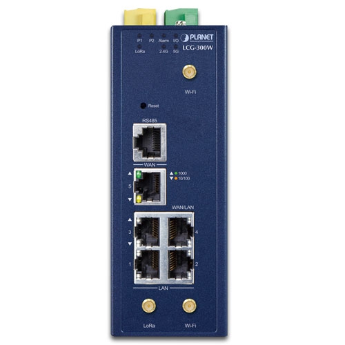 Planet Industrial LoRaWAN Wireless Gateway with 5-Port 10/100/1000T Model LCG-300W