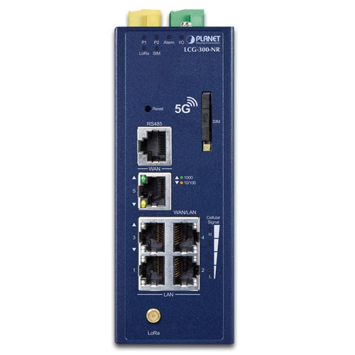 Planet Industrial LoRaWAN + 5G NR Cellular Gateway with 5-Port 10/100/1000T Model LCG-300-NR