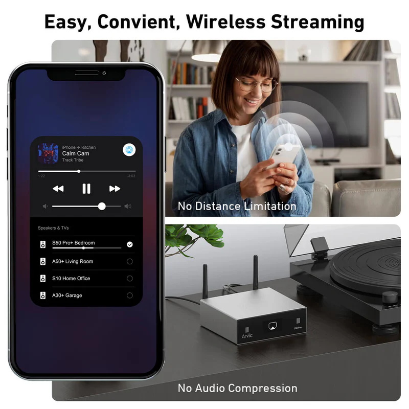 Arylic S50 Pro+ Wireless Stereo Preamp With aptX HD & ESS 9023 DAC