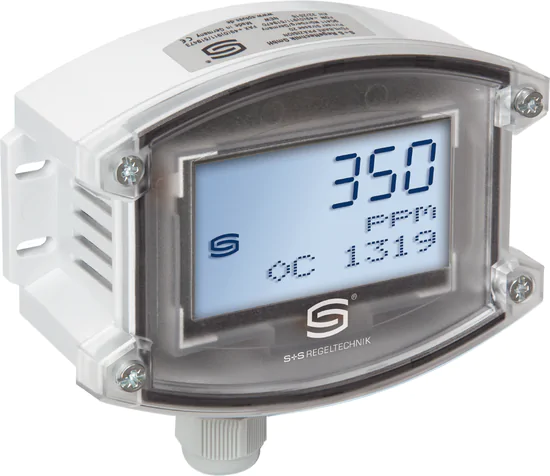 Multifunctional on-wall sensors and measuring transducers, for humidity, temperature, CO2 content and air quality (VOC) AERASGARD® ACO2-W LCD