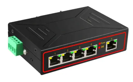 [RE-S02] S02 5 Port Ethernet 10/100 MB RJ45 Unmanaged Switch, DIN Rail Mounting 