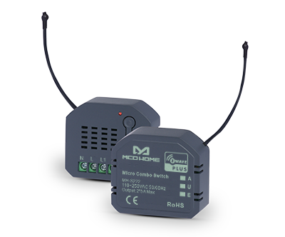 [MH-S222] MCOHome Z-Wave Micro Combo Switch Model MH-S222 (2*5A.(Resistive))Double Relay