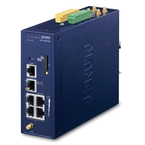 [LCG-300-NR] Planet Industrial LoRaWAN + 5G NR Cellular Gateway with 5-Port 10/100/1000T Model LCG-300-NR